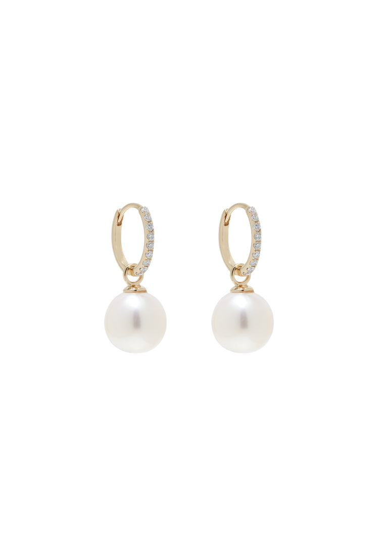TOMEI Souly Bewitched Pearl Earrings, White/Yellow Gold 585 (E802)