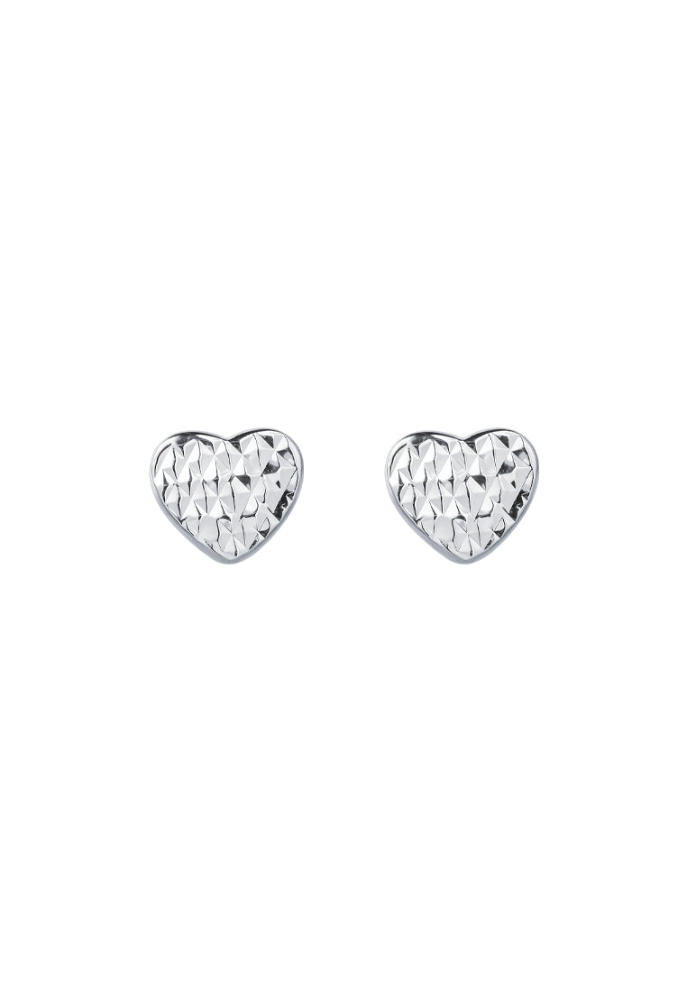 TOMEI Laser Cut Love Earrings, White Gold 585