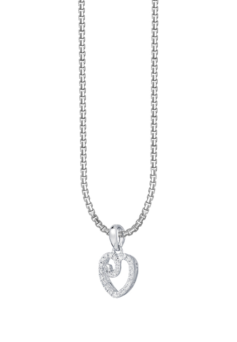TOMEI Love Diamond Pendant Set, White Gold 585