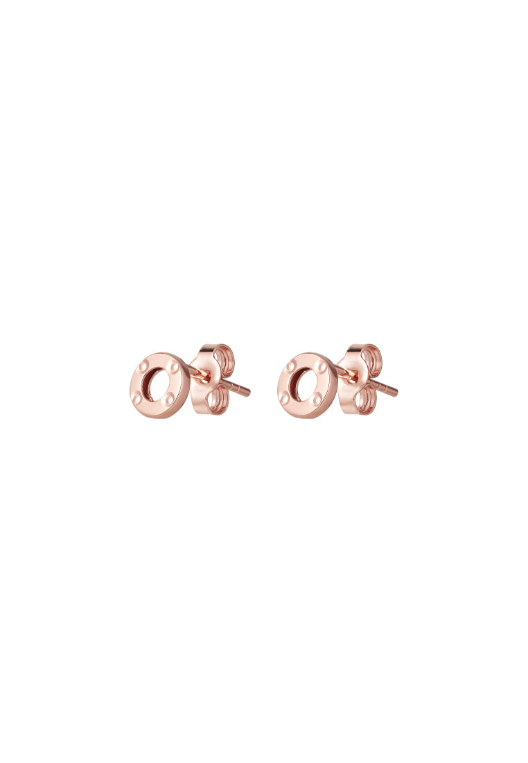 TOMEI Rouge Collection Round Earrings, Rose Gold 750