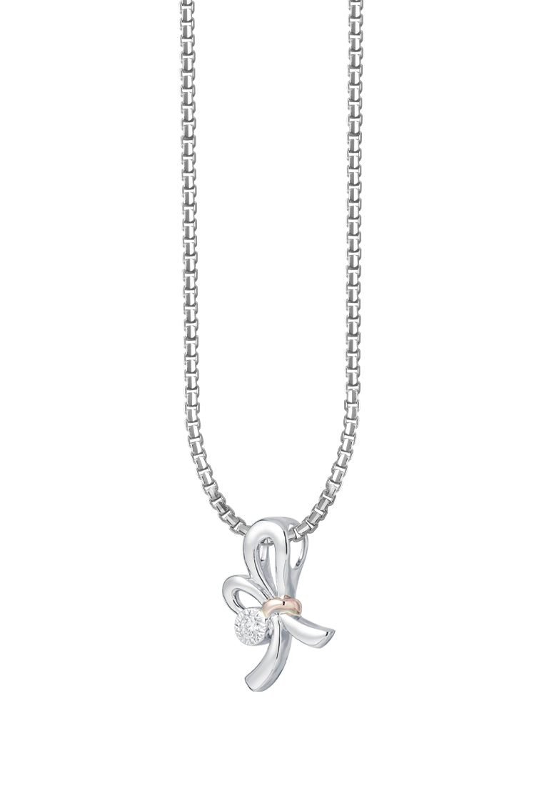 TOMEI Diamond Pendant Set, White+Rose Gold 585