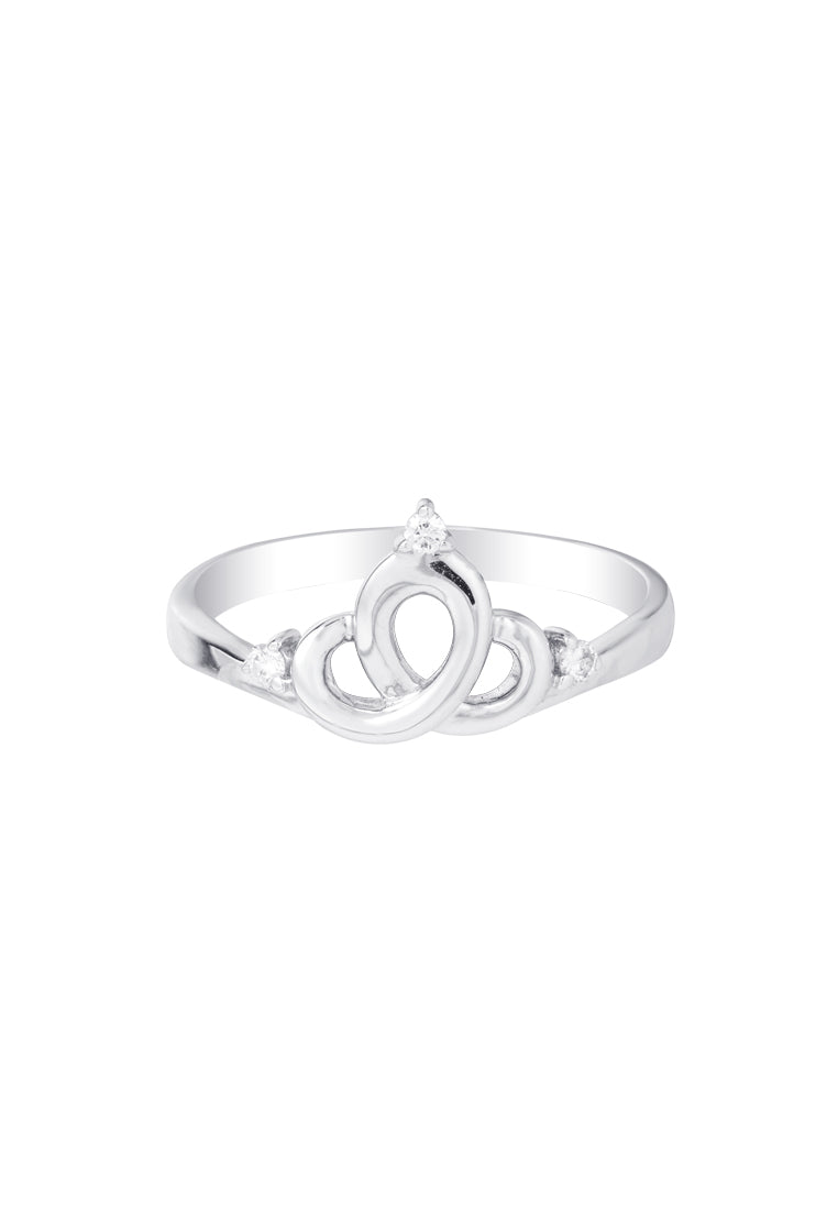 TOMEI Minimalist Crown Diamond Ring, White Gold 375
