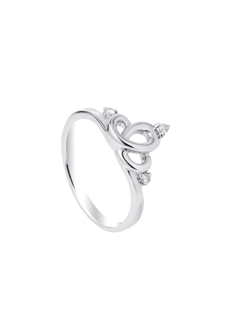TOMEI Minimalist Crown Diamond Ring, White Gold 375