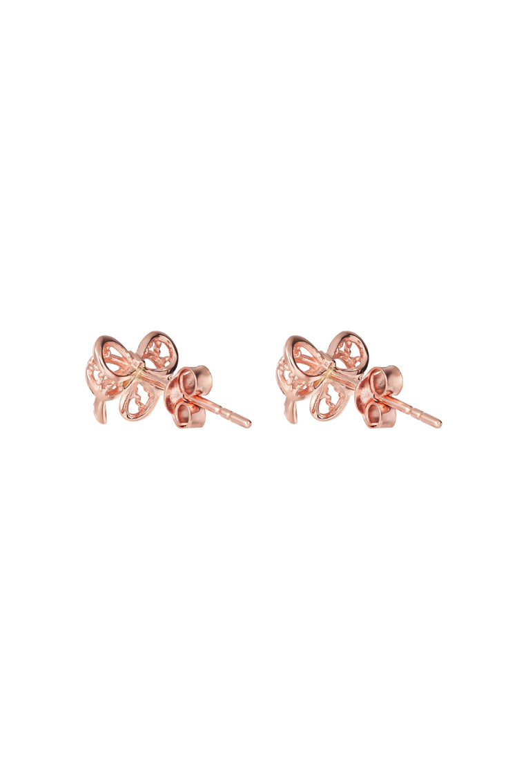 TOMEI Rouge Collection Minimalist Ribbon Earrings, Rose Gold 750
