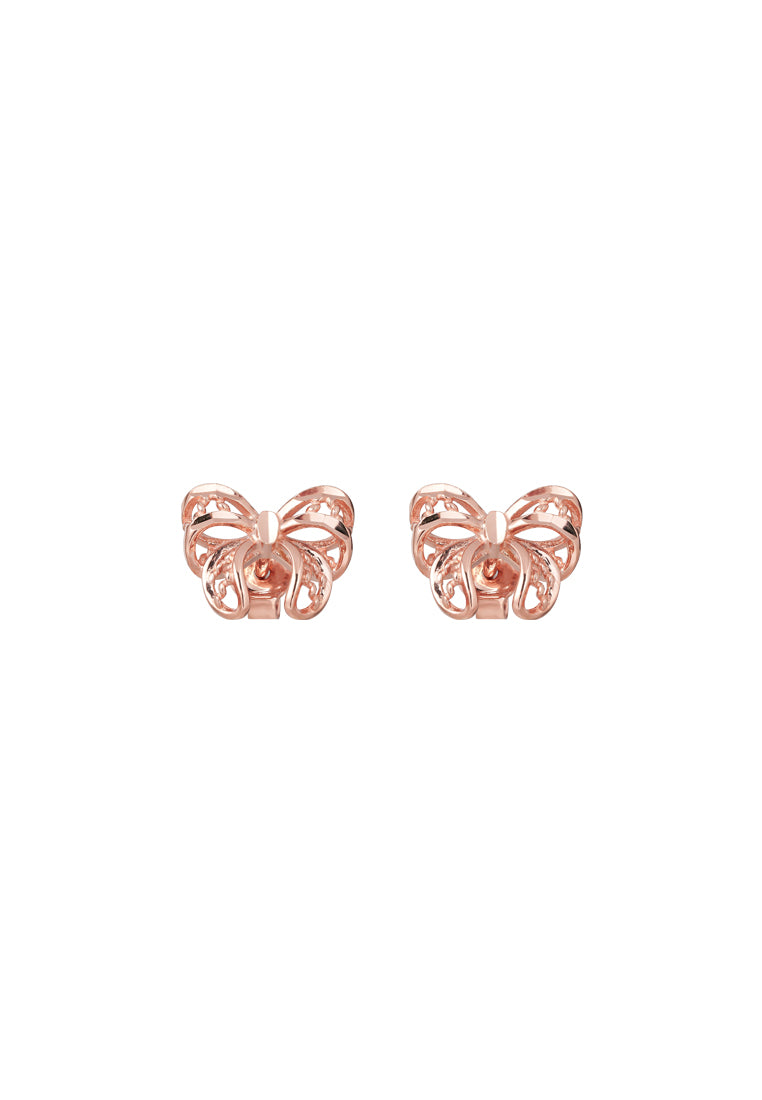TOMEI Rouge Collection Minimalist Ribbon Earrings, Rose Gold 750