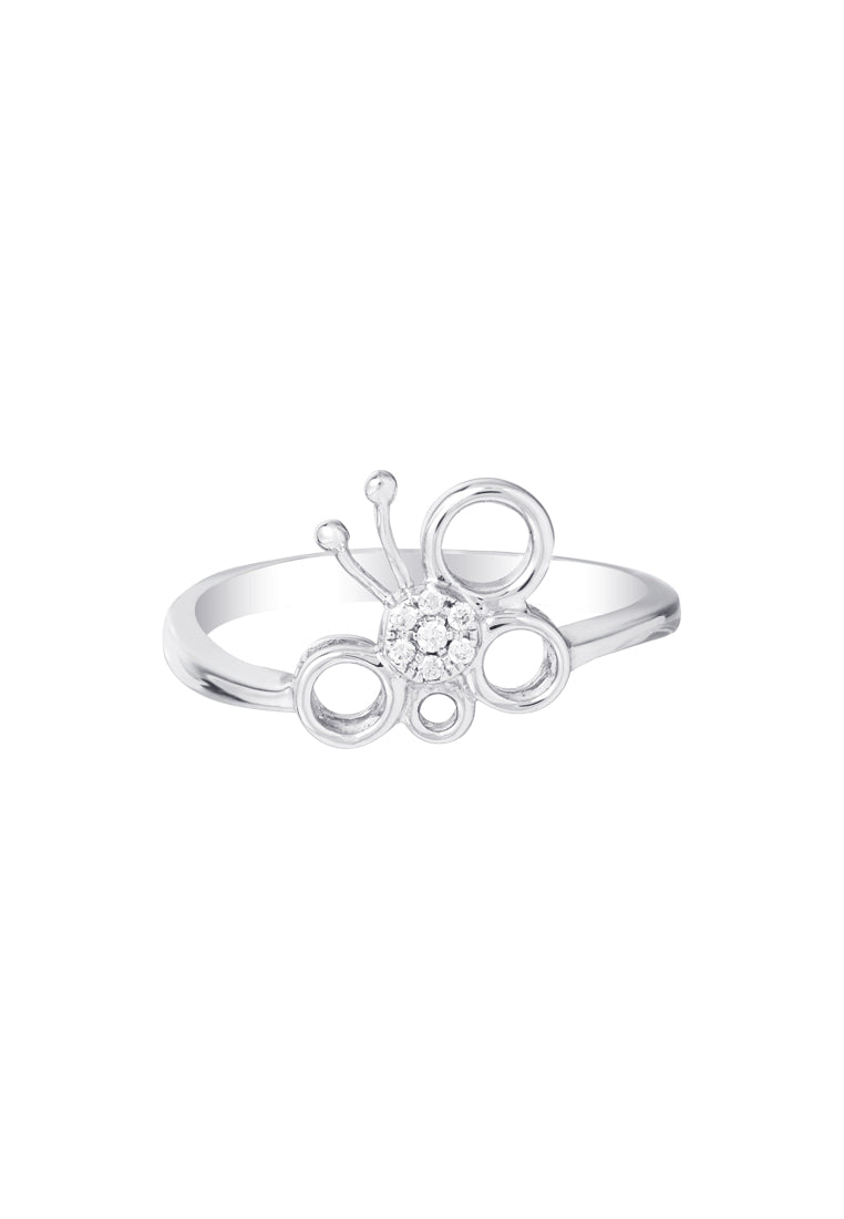 TOMEI Minimalist Butterfly Diamond Ring, White Gold 375