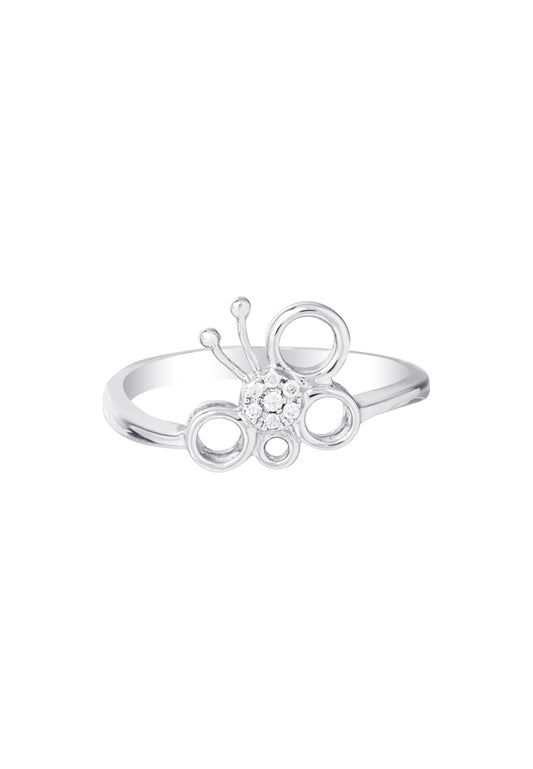 TOMEI Minimalist Butterfly Diamond Ring, White Gold 375