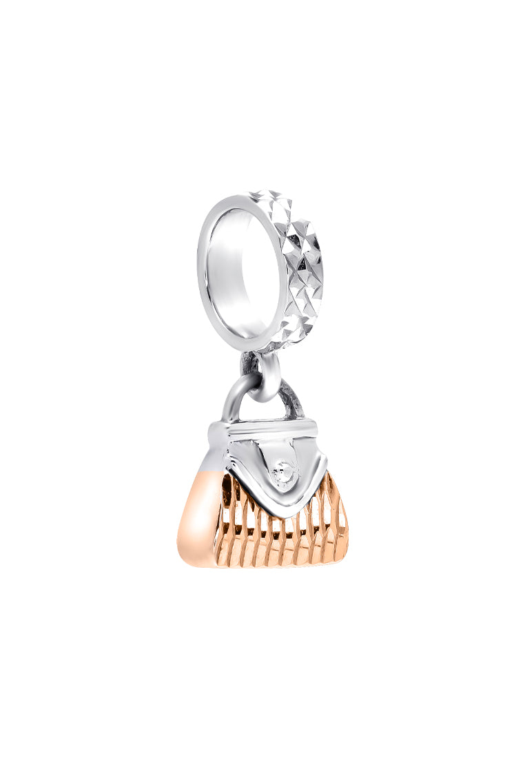 TOMEI Dangling Handbag Charm, White Gold 585