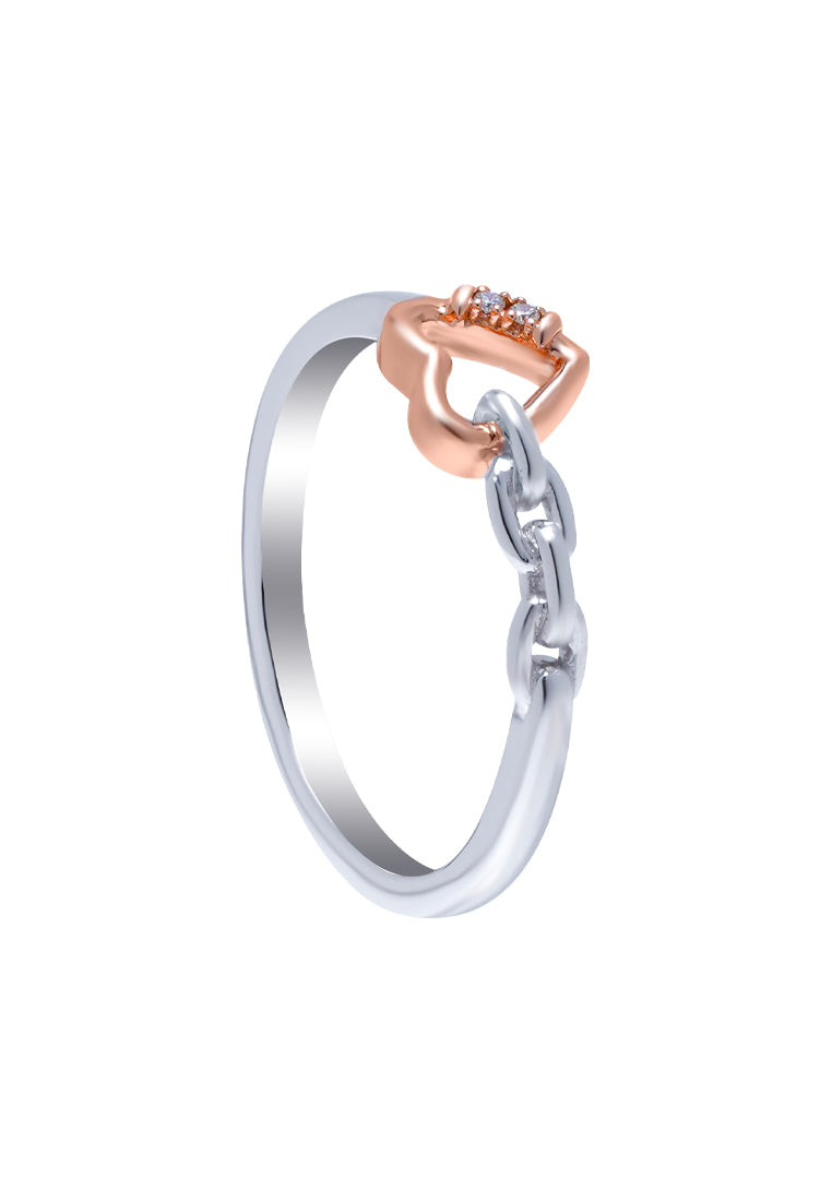 TOMEI Binding With Love Ring, White+Rose Gold 585