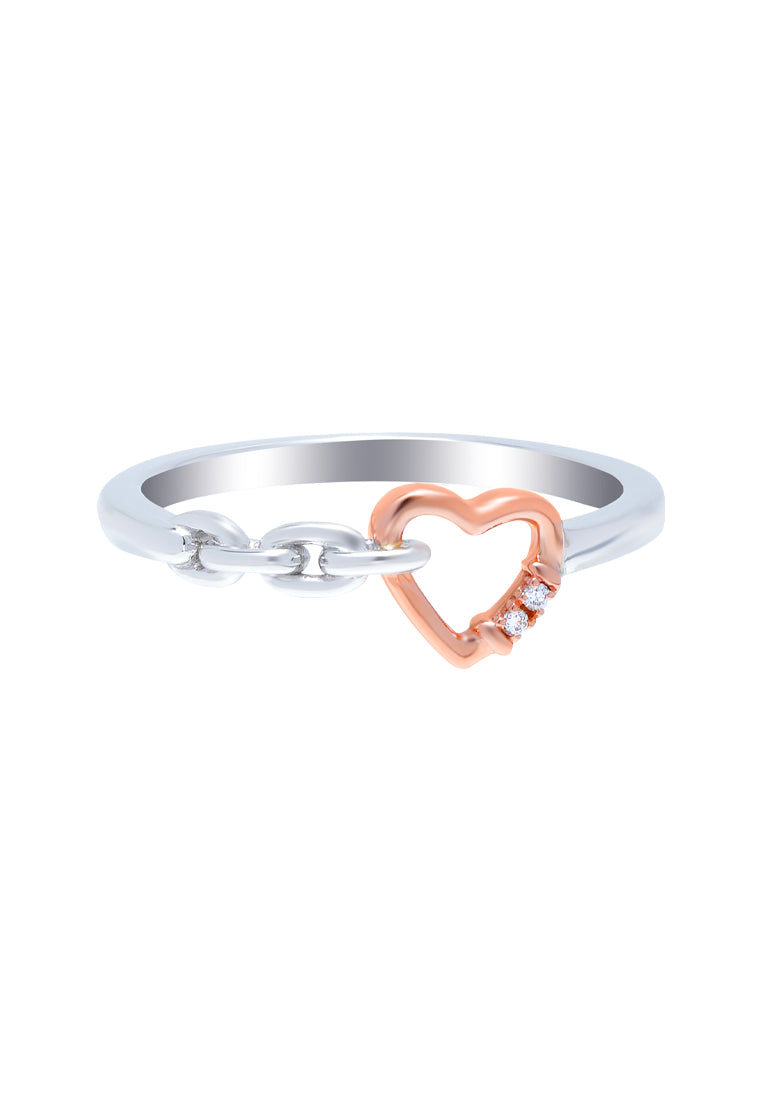 TOMEI Binding With Love Ring, White+Rose Gold 585