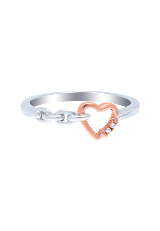TOMEI Binding With Love Ring, White+Rose Gold 585