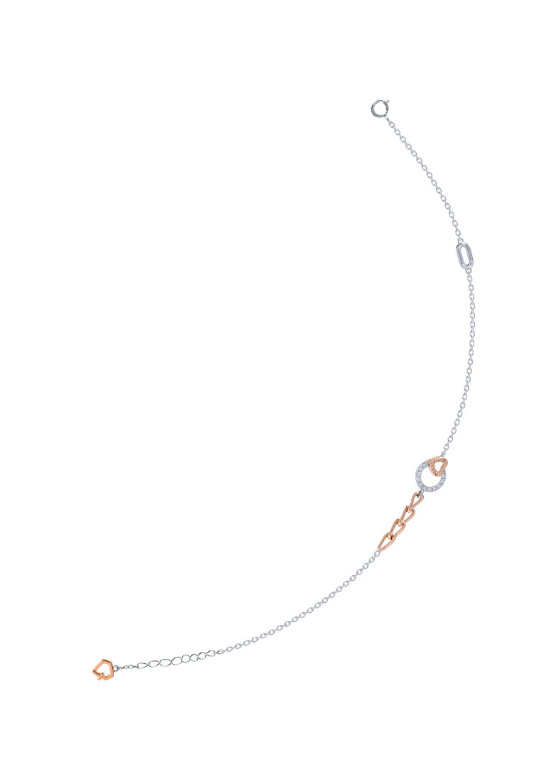 TOMEI Binding With Love Bracelet, White+Rose Gold 585