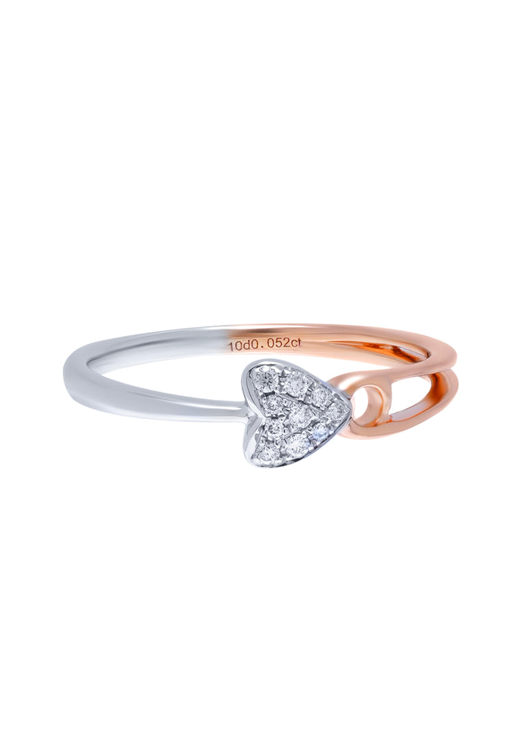 TOMEI Binding With Love Ring, White+Rose Gold 585