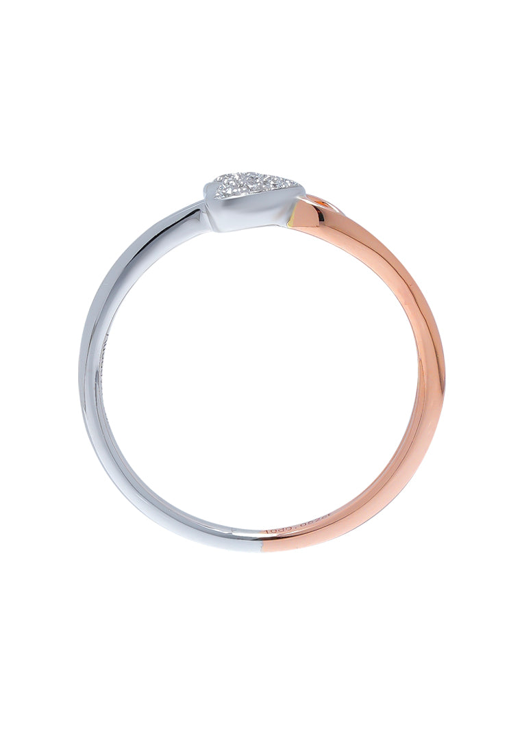 TOMEI Binding With Love Ring, White+Rose Gold 585