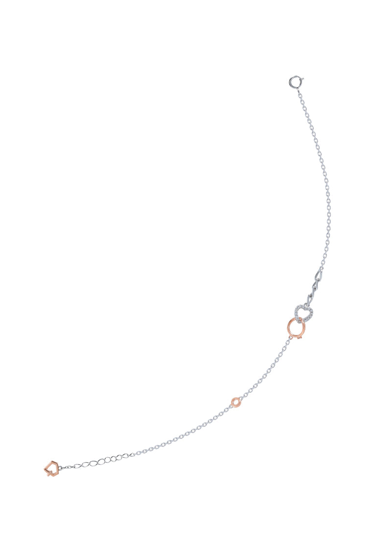 TOMEI Binding With Love Bracelet, White+Rose Gold 585