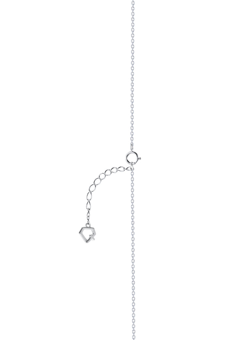 TOMEI Wave-Inspired Heart Shaped Necklace, White Gold 585