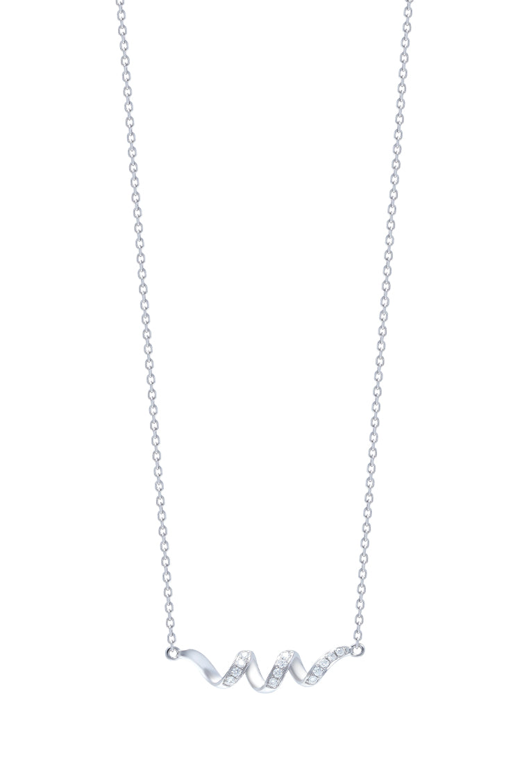 TOMEI Wave-Inspired Necklace, White Gold 585