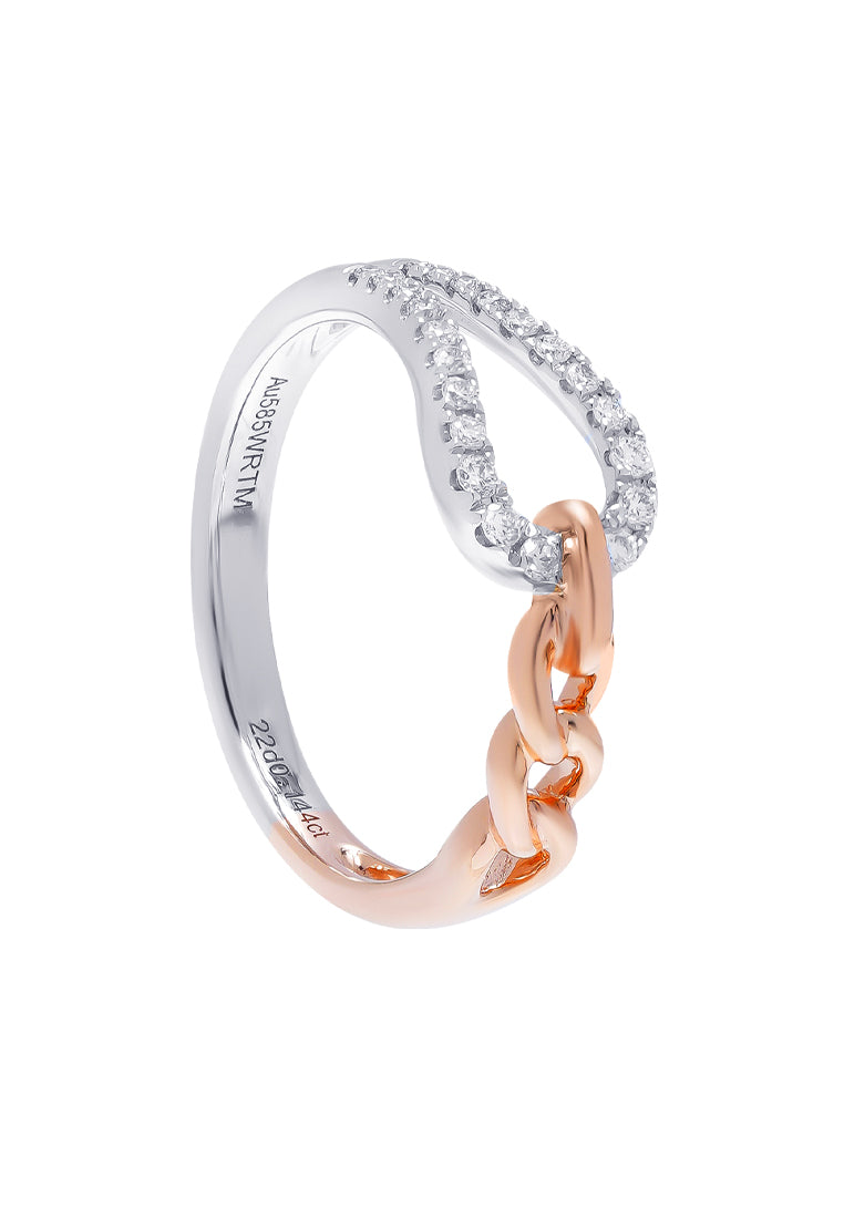 TOMEI Binding With Togetherness Ring, White+Rose Gold 585