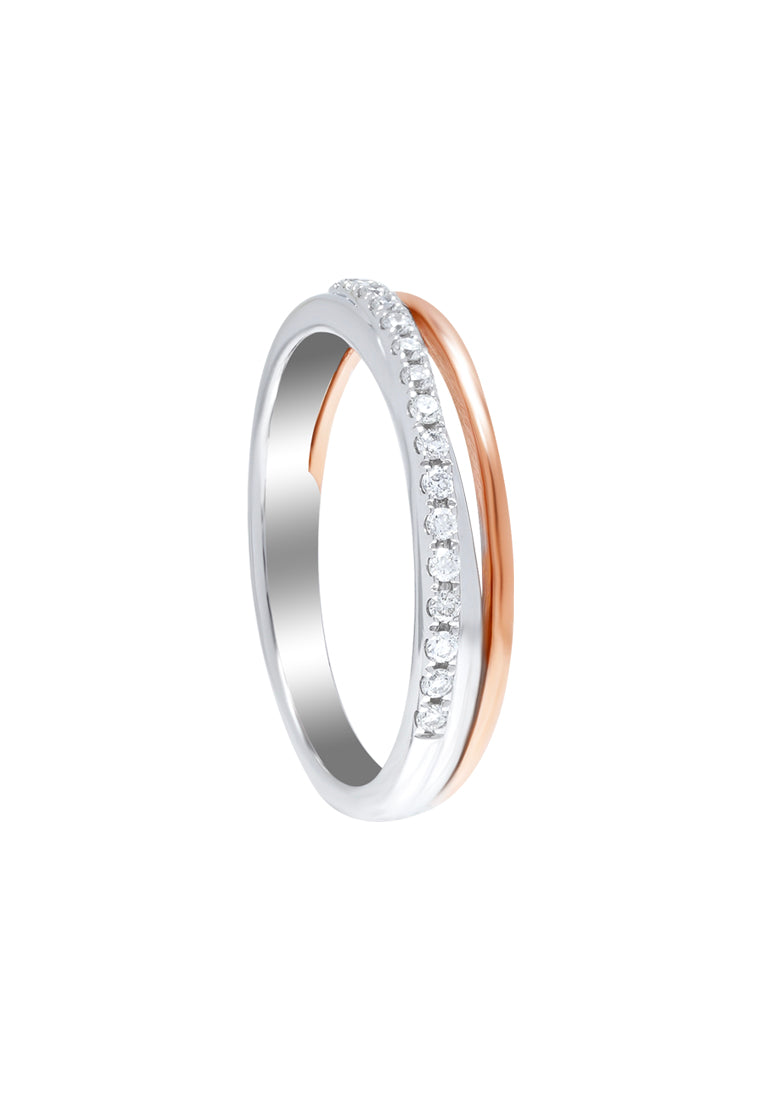 TOMEI Binding With Togetherness Ring, White+Rose Gold 585