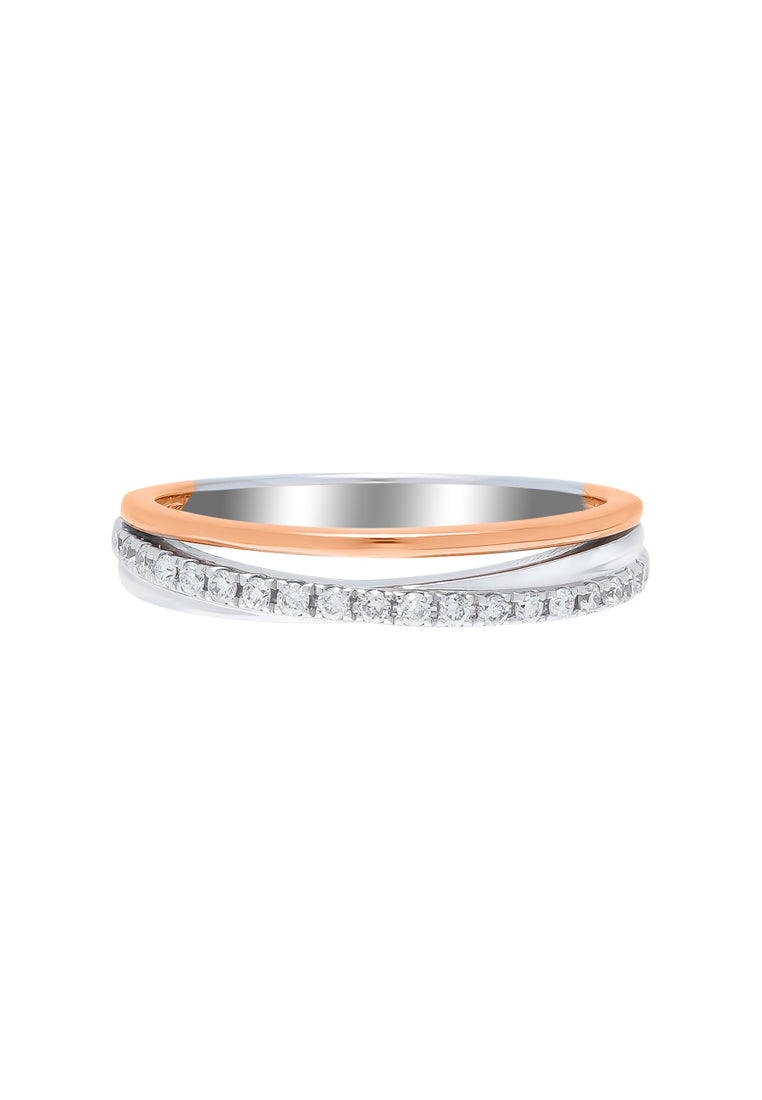 TOMEI Binding With Togetherness Ring, White+Rose Gold 585