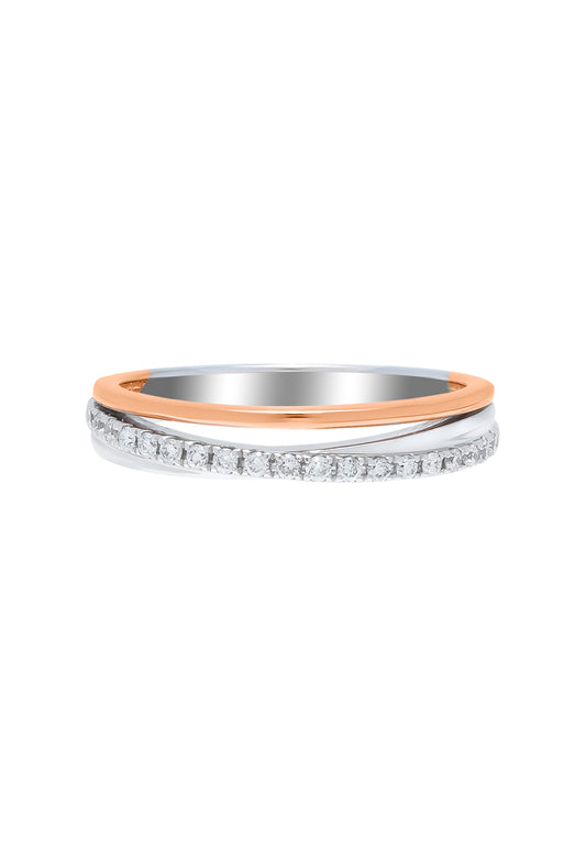 TOMEI Binding With Togetherness Ring, White+Rose Gold 585