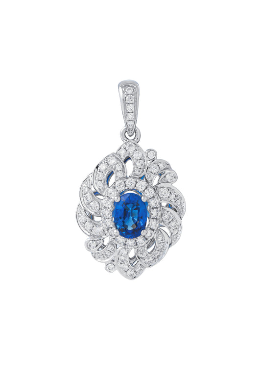 TOMEI Sapphire Pendant, White Gold 750