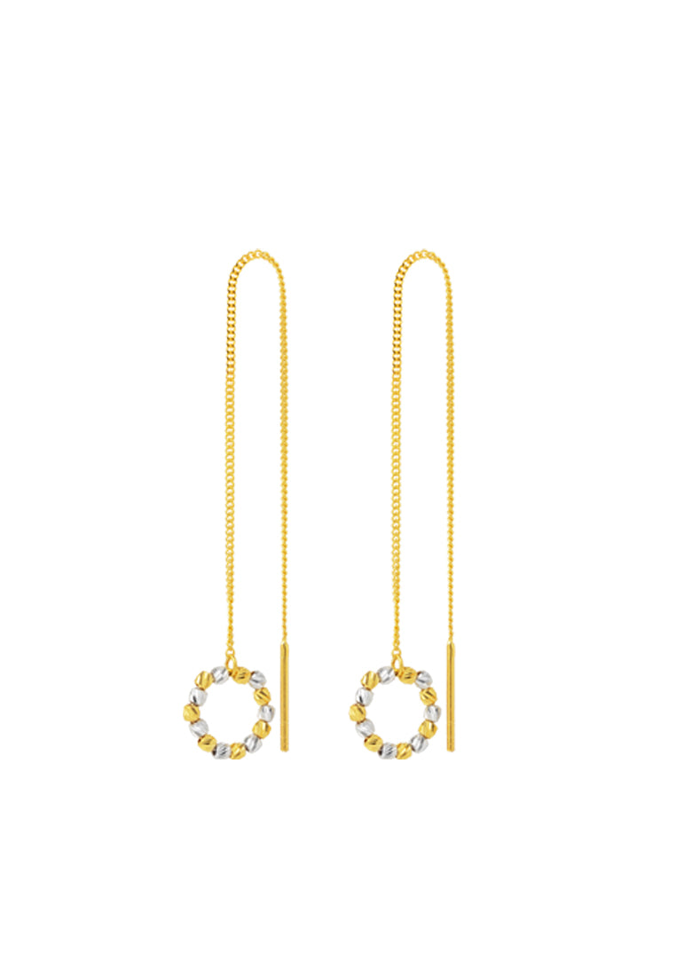 TOMEI Dual-Tone Circular Beads Earrings, Yellow Gold 916
