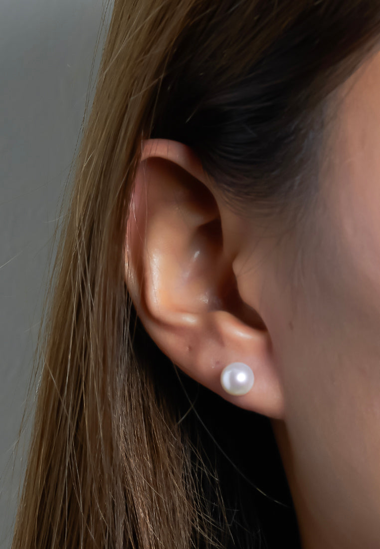 TOMEI Pearlfect Love Earrings(7mm), Rose Gold 750