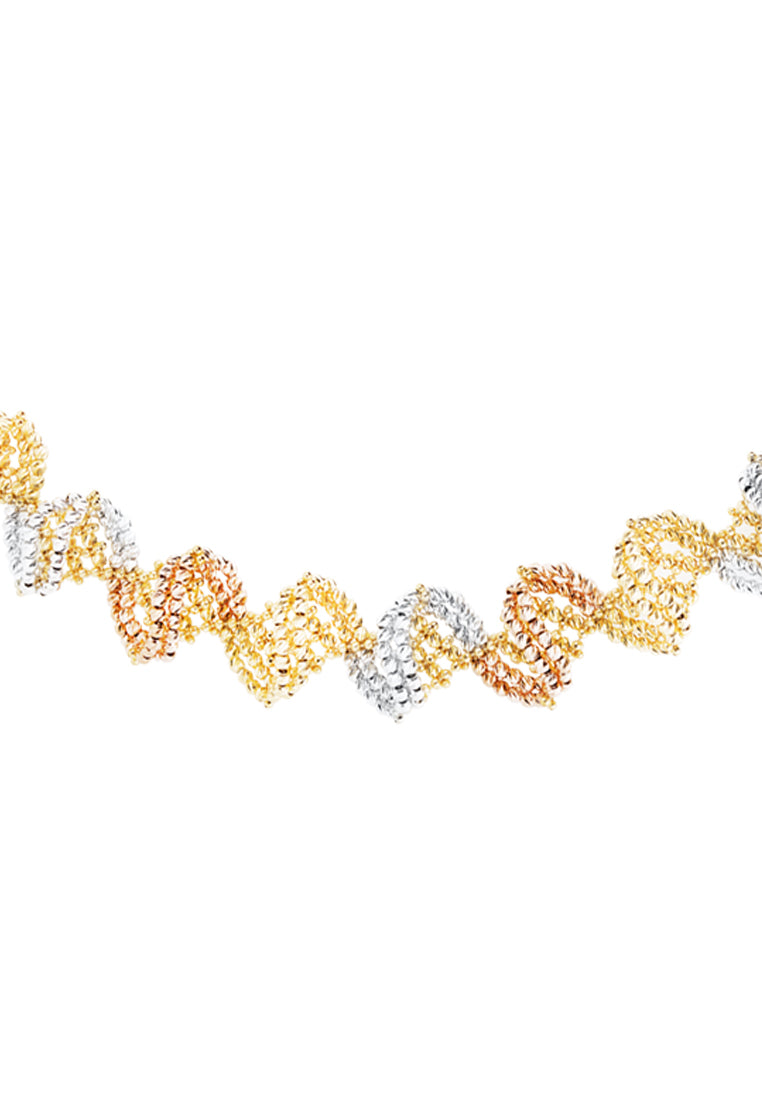 TOMEI Lusso Italia Tri-Tone Beads Bracelet, Yellow Gold 916