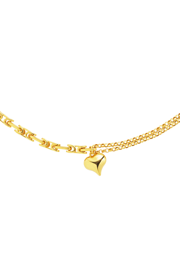 TOMEI Lusso Italia Dual-Chain Heart Bracelet, Yellow Gold 916
