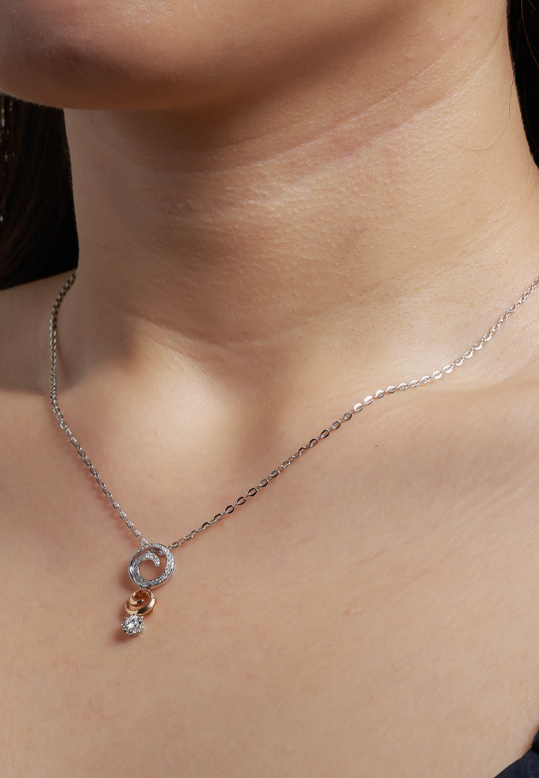 TOMEI Dual-Tone Joyous Diamond Pendant, White Gold 750