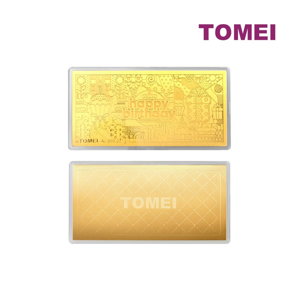 TOMEI Happy Birthday Gold Wafer 1G, Yellow Gold 9999
