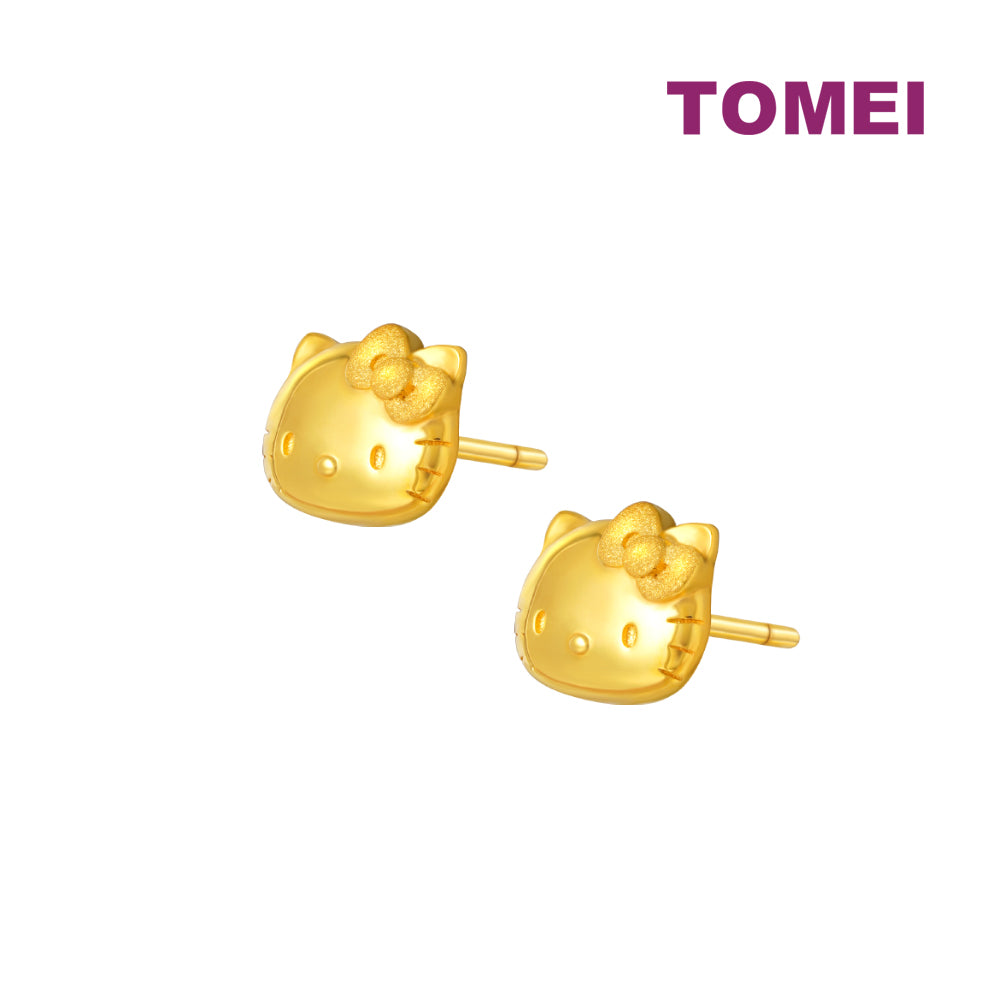 TOMEI X SANRIO Winter Wonders Hello Kitty Earrings, Yellow Gold 916