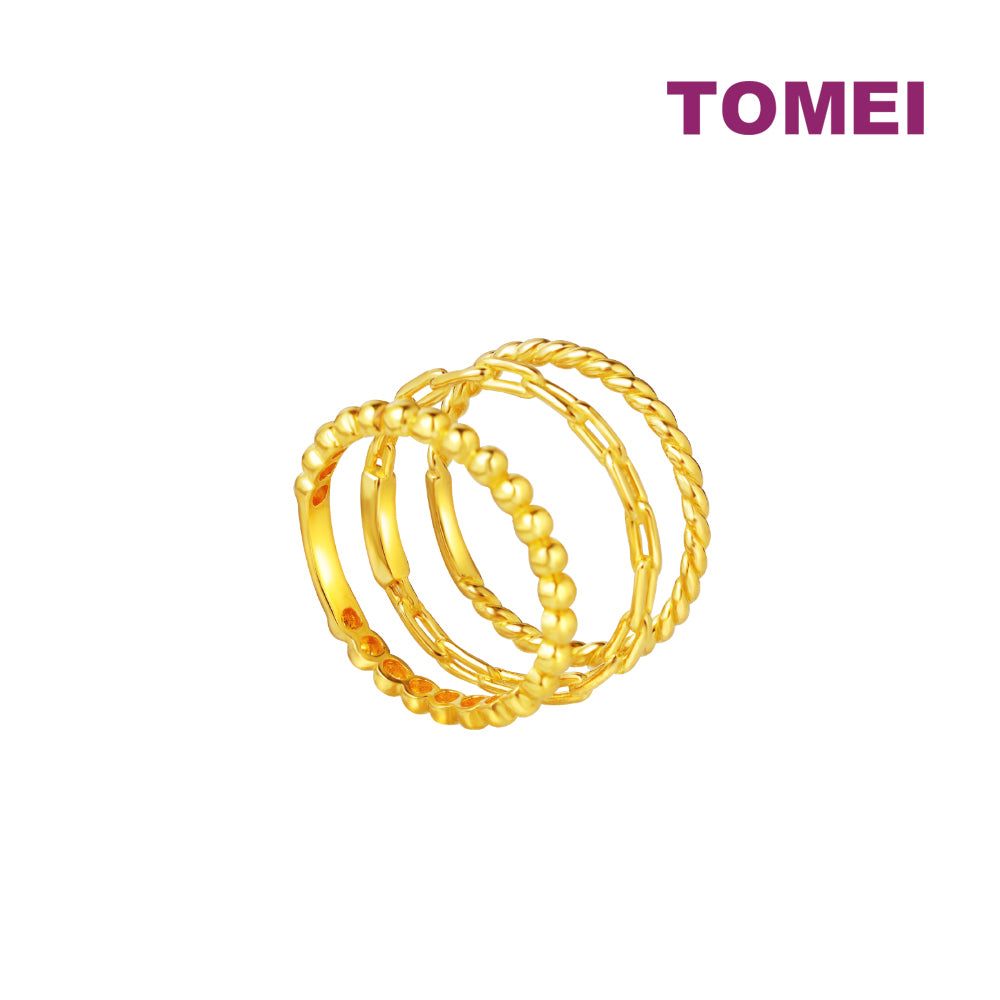 TOMEI Mix & Match Stackable Ring (3 Pcs), Yellow Gold 916