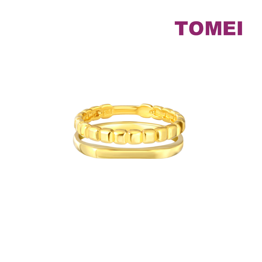 TOMEI Mix & Match Stackable Ring (2 Pcs), Yellow Gold 916