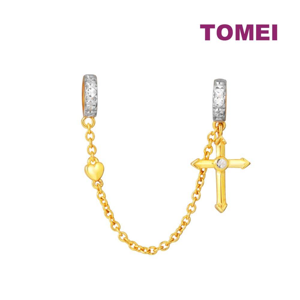TOMEI Chomel Cross Charm/Stopper, Yellow Gold 916