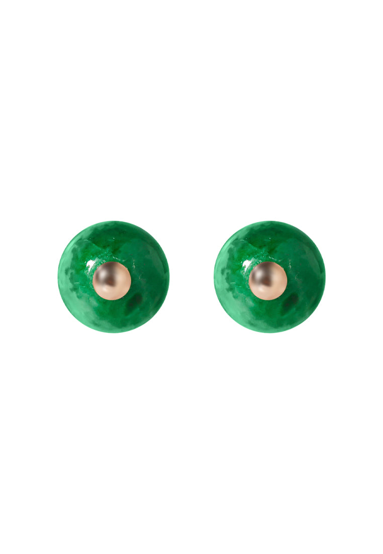 TOMEI Petite Jade Bead Earrings, Rose Gold 750