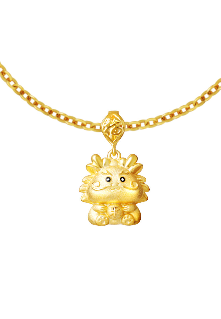 TOMEI Happy Joyful Dragon Pendant, Yellow Gold 916