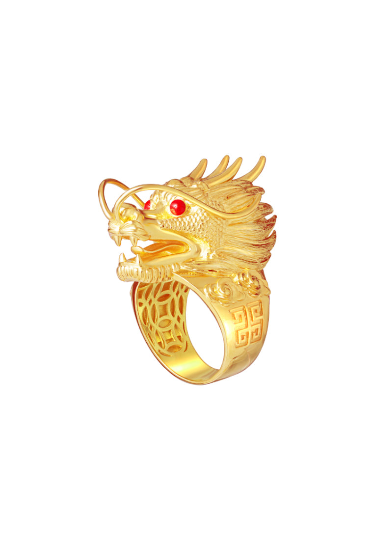 TOMEI Dragon Men Ring, Yellow Gold 916