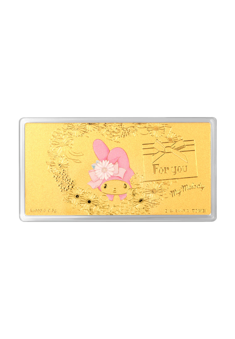 TOMEI X SANRIO My Melody Bloom Gold Wafer 0.5G, Yellow Gold 9999
