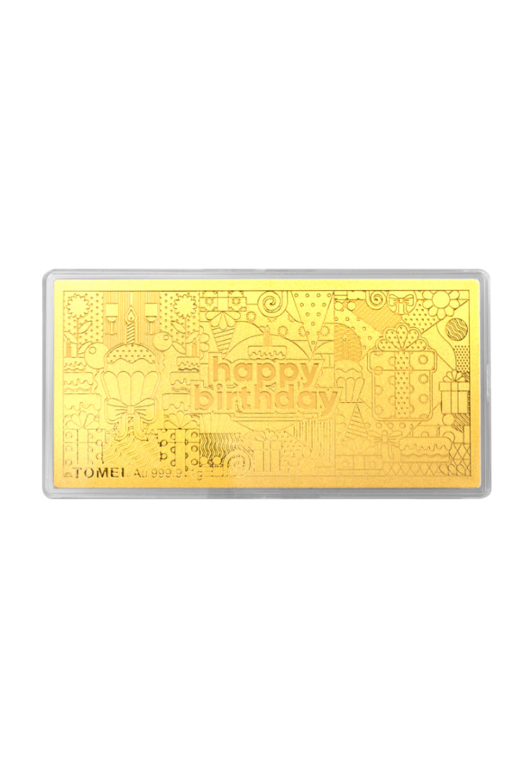 TOMEI Happy Birthday Gold Wafer 1G, Yellow Gold 9999