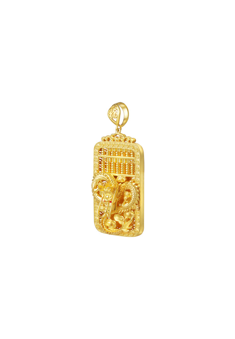 TOMEI Dragon Abacus Pendant, Yellow Gold 916