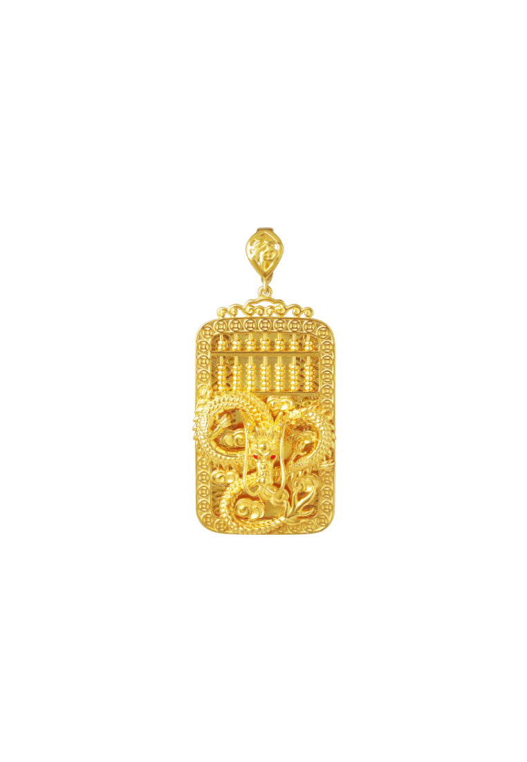 TOMEI Dragon Abacus Pendant, Yellow Gold 916