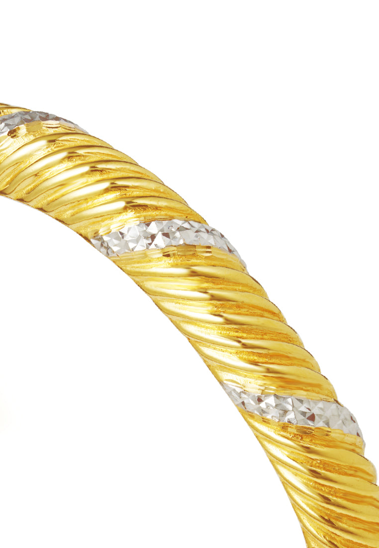 TOMEI Dual-Tone Bangle, Yellow Gold 916