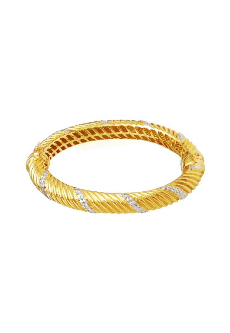 TOMEI Dual-Tone Bangle, Yellow Gold 916