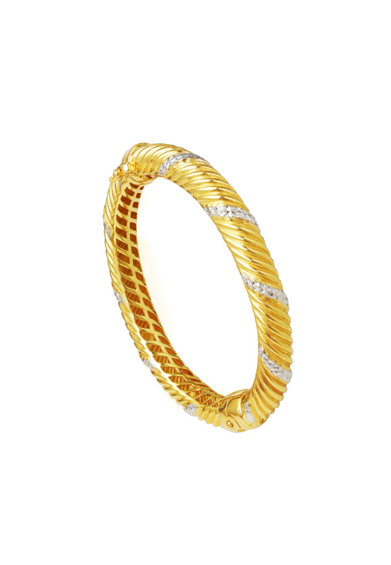 TOMEI Dual-Tone Bangle, Yellow Gold 916