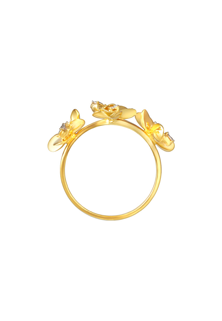 TOMEI Lusso Italia Flower Ring, Yellow Gold 916