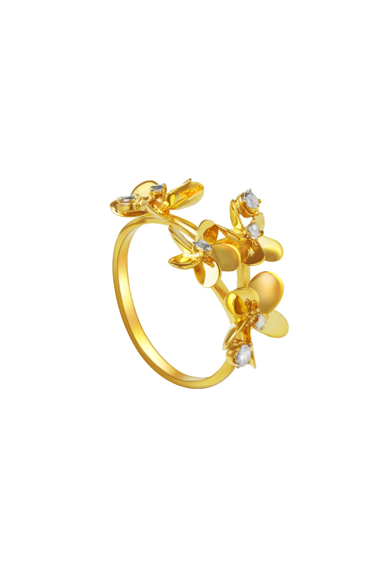 TOMEI Lusso Italia Flower Ring, Yellow Gold 916