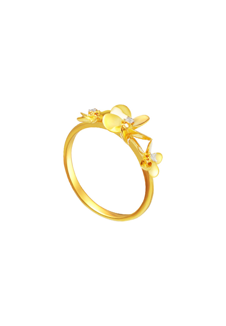 TOMEI Lusso Italia Flower Ring, Yellow Gold 916