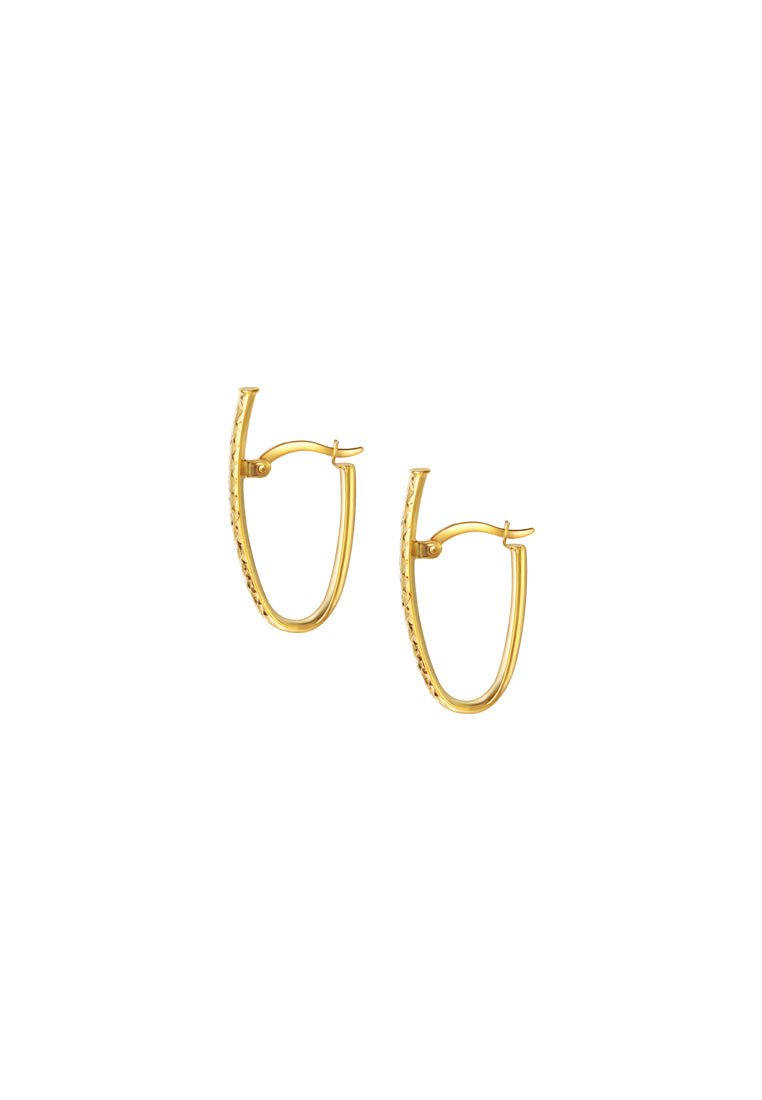 TOMEI Lusso Italia Glittering Long Hoop Earrings, Yellow Gold 916